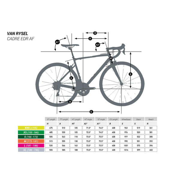 Twitter road bike size chart sale