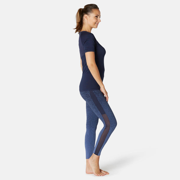 Women Polyester Gym Leggings with Phone Pocket - Print