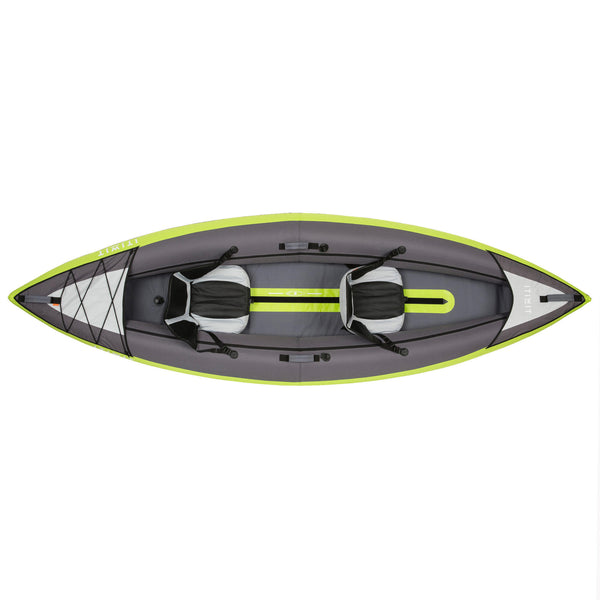 Brizi Living 2 Person Inflatable Kayak for Adults,Inflatable Fishing Kayak with Dual-Action Hand Pump,2 Seats,2 Paddles,3 Fins and Carrying Bag, Size