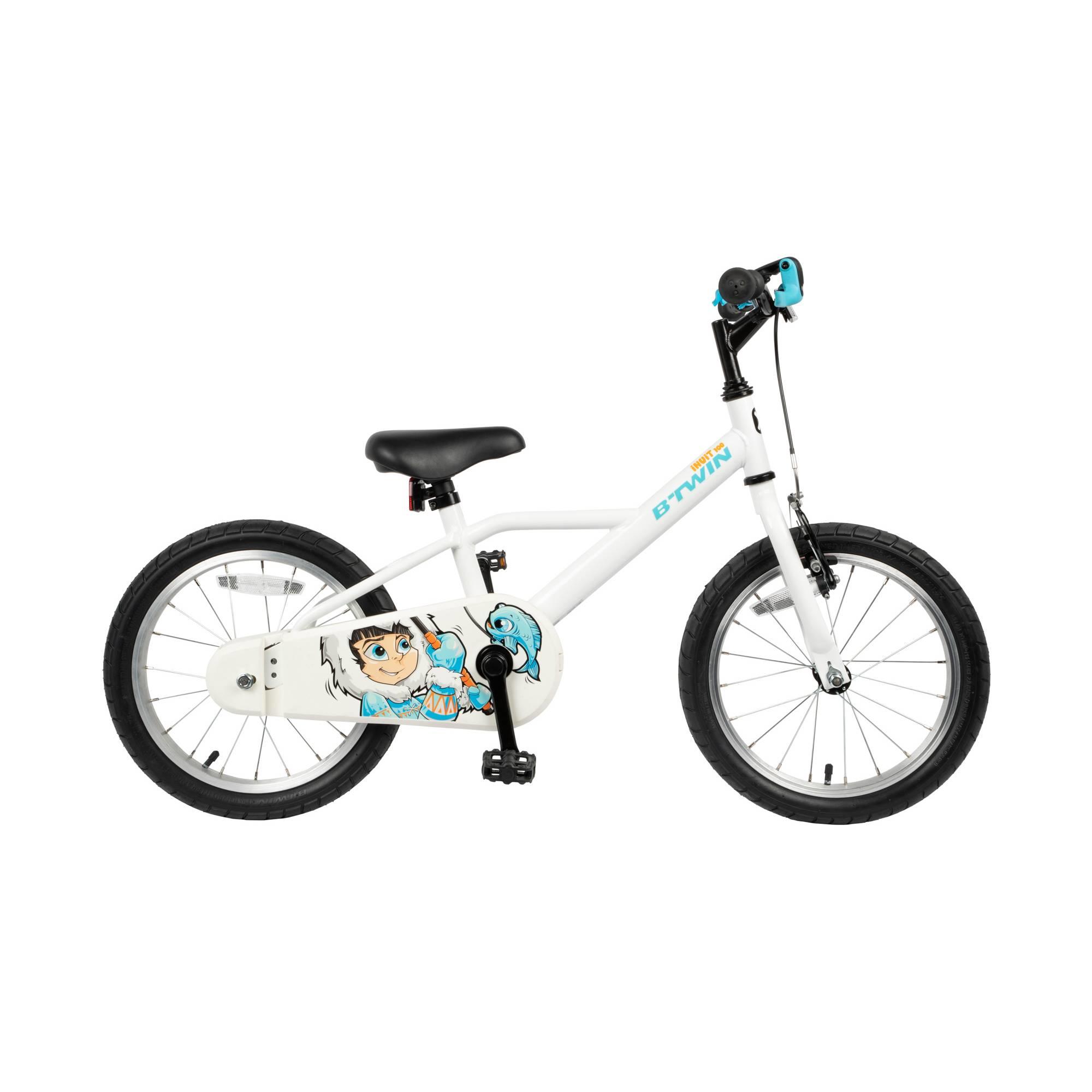 Btwin 100 Frosty Blue Hybrid Bike 16 Kids 3 7 to 4 0