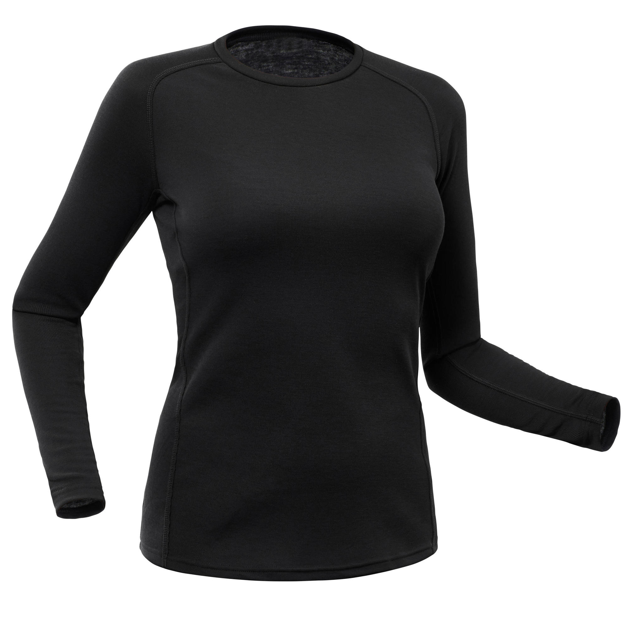 Women s Ski Base Layer Top BL 100 Black Decathlon